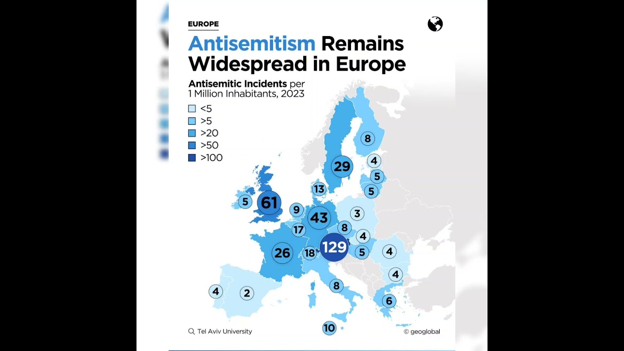 AntiSemitic incidents per 1 million inhabitants in Europe! 