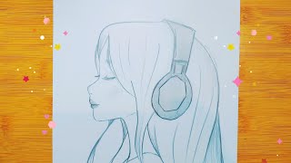 رسم انمي | رسم انمي بنت كيوت سهل بالرصاص خطوة بخطوة للمبتدئين | رسم بنات كيوت سهل جدا| رسومات انمي