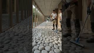 Amazing Floor Transformation | Luxury Pebble Stone Flooring Design #AI #Transformation #shorts