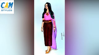 Khmer traditional custom | Fashion illustration drawing
