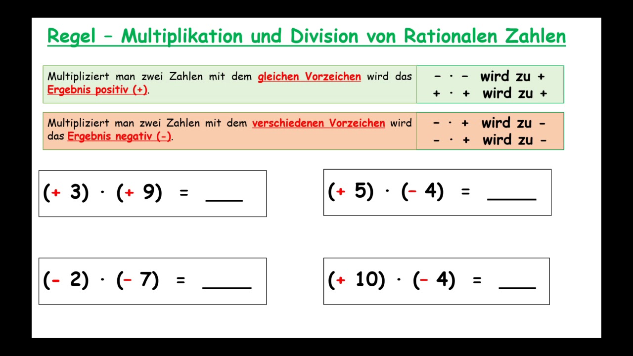 Rationale Zahlen Multiplizieren Und Dividieren