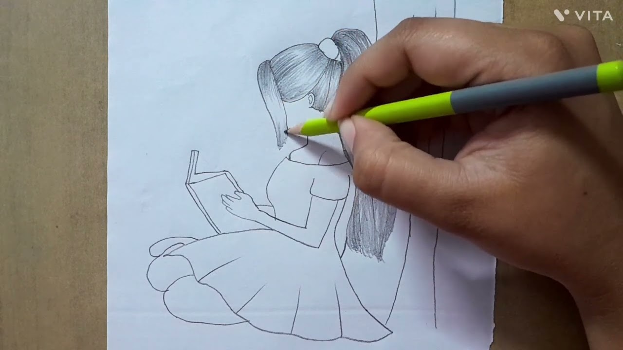 Girl reading book drawing ll Easy Drawing Ideas ll #drawing #sketch #pencildrawings #easydrawings