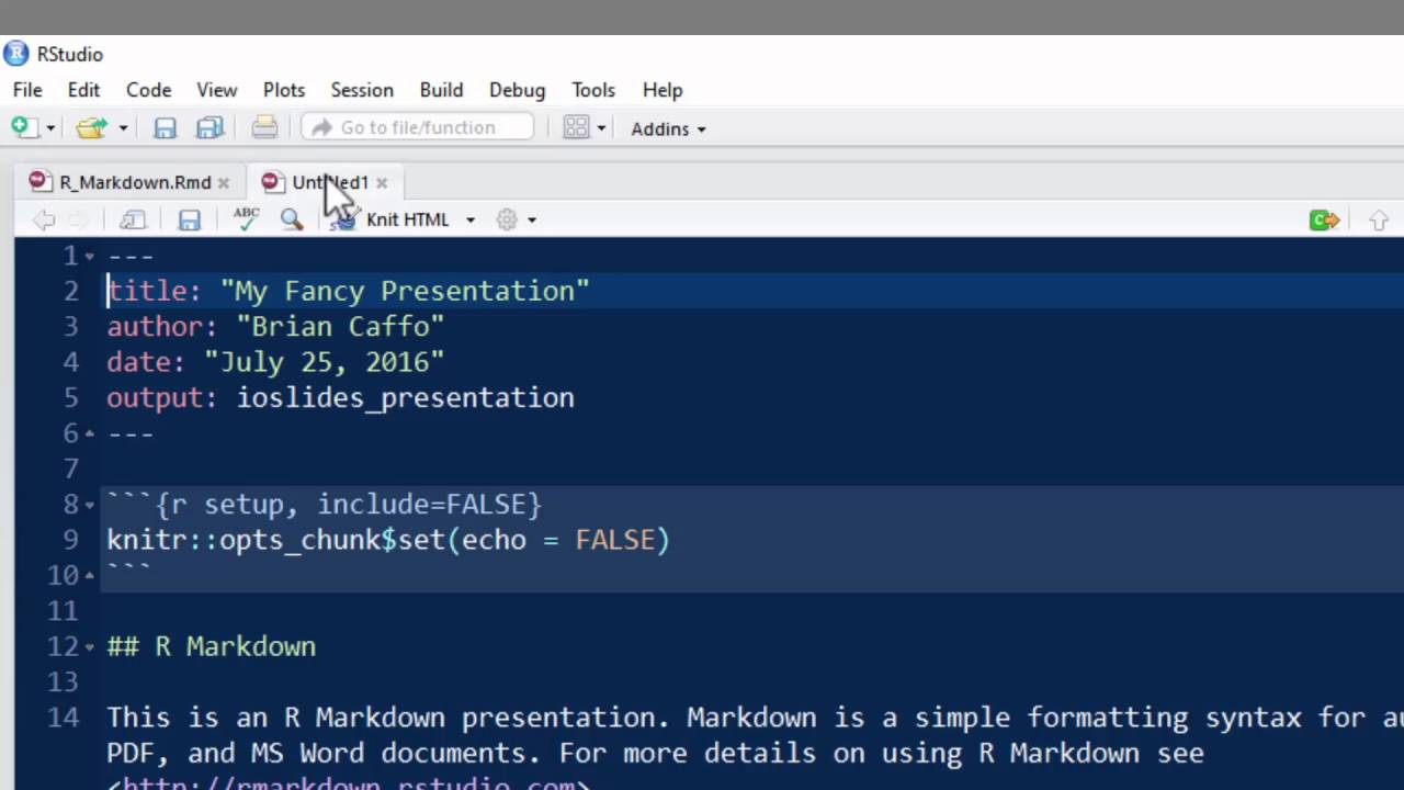 presentation in r markdown