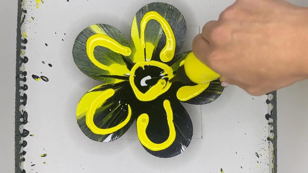 Acrylic Spin Art Flower Canvas YouTube