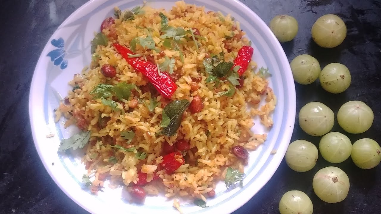 Amla Rice recipe Nellikai recipe Quick Lunch box recipe left
