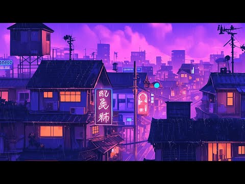 Lofi Hip Hop 🌆 Japanese Town Ambience with Rain & 90s Chill