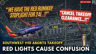 Southwest 737 Aborts Takeoff After Runway Lights Flash Red at LAX!  #atc