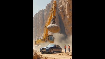 Rolls-Royce Obliterated by Giant Boulder | AI-Generated Madness #shorts
