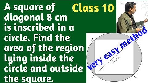 A square of diagonal 8cm is inscribed in a circle. Find the area of the region lying inside the