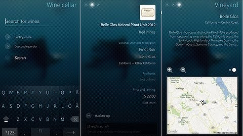 Wine Cellar application preview on Sailfish SDK