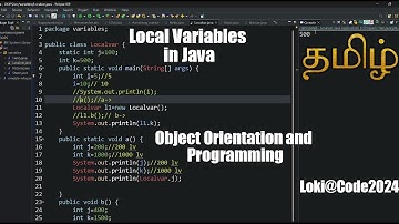 Localvariables in Tamil | Java | Object Orientation and Programming | #java #javatamil #coding