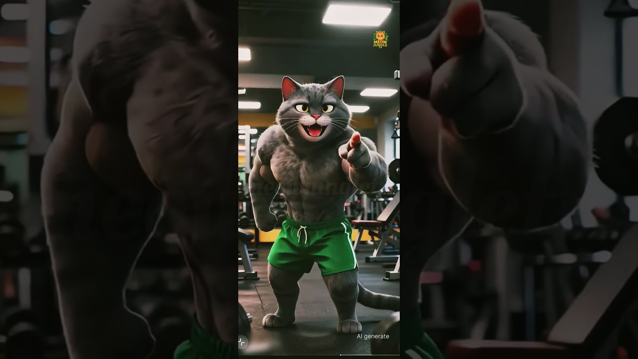 Cat Body Gain Challenge 🐱💪 | Cartoon Gym Story | meowjungletv 