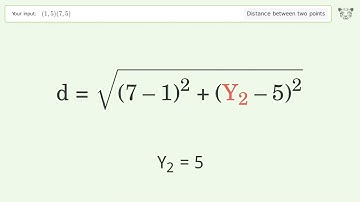 Find the distance between two points p1 (1,5) and p2 (7,5): Step-by-Step Video Solution