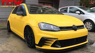 Yellow VW Golf MK7 GTD Bagged on Rotiform Rims Project Car