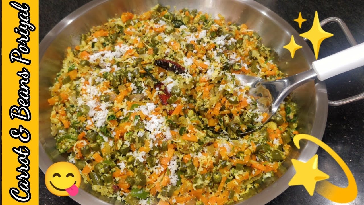 Carrot & Beans Poriyal Recipe || Carrot Beans Stir Fry with Fresh Coconut