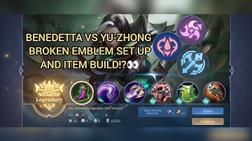 BENEDETTA VS YU-ZHONG ‼️ GAMEPLAY | GUIDE | EMBLEM & ITEM BUILD‼️#benedetta #mobilelegends #gameplay