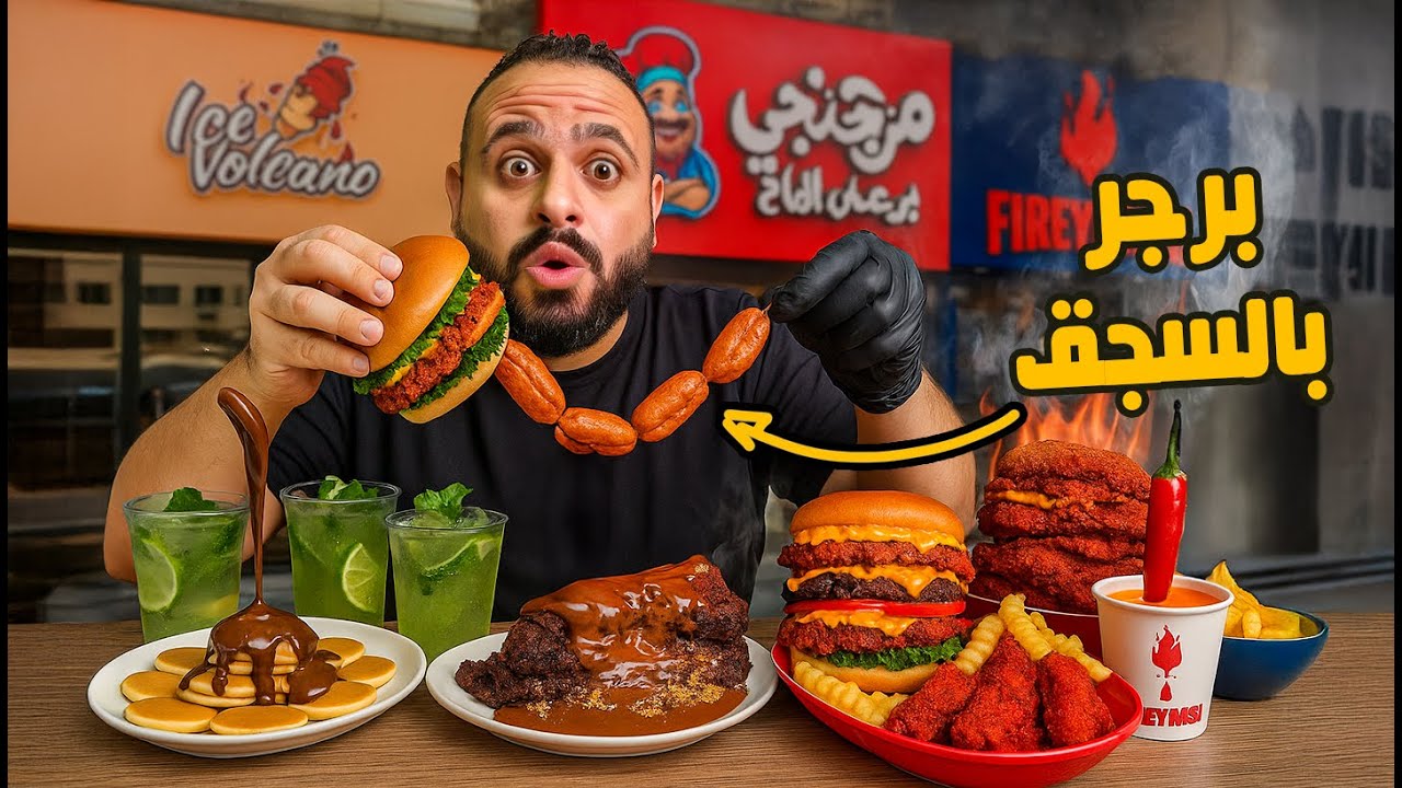 مزجنجي 🍔 فايري ناش 🍗 ايس فولكانو 🌋السجق واخد البرجر في حتة تانية🌭