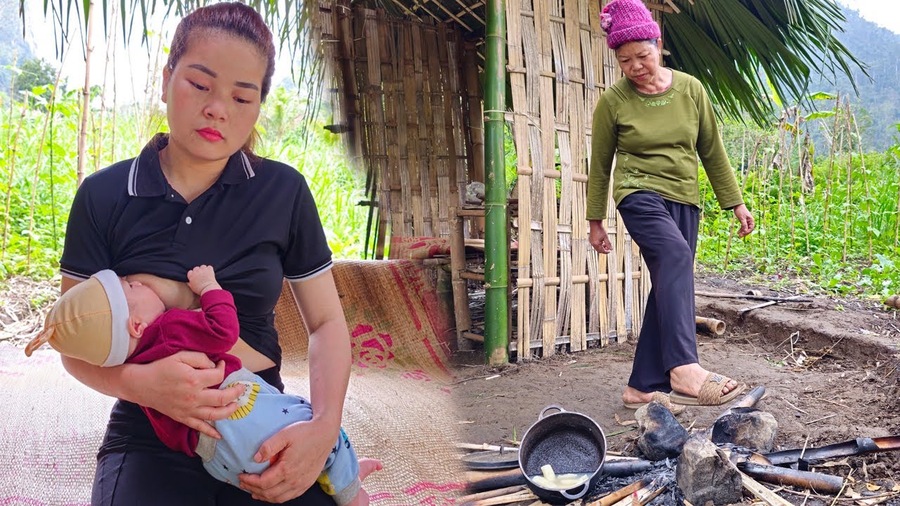 17-year-old raised her child alone - built a bamboo house alone - eat cassava - cruel mother-in-law