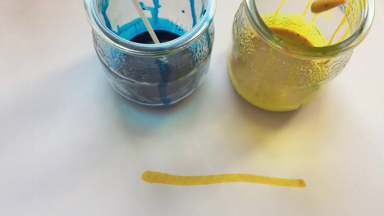 Mélange Encres Cyan Et Jaune