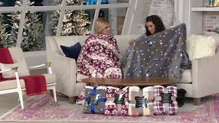 Cuddl Duds Velvet Sherpa Throw with Foot Pocket on QVC