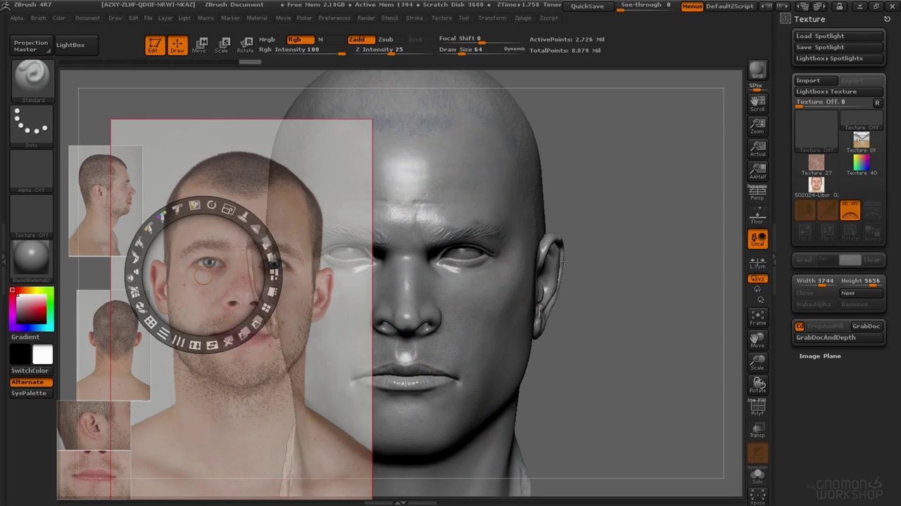 does spotlight show up in zbrush movies
