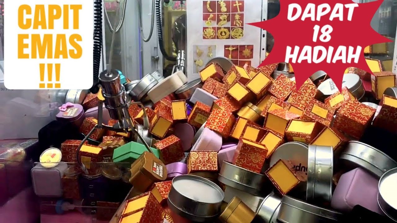 CAPIT EMAS!! | WOW DAPAT 18 HADIAH !| JEWELERRY CLAW MACHINE | 夾娃娃