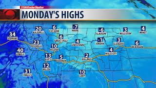 Brutally cold air hangs around to start the work week