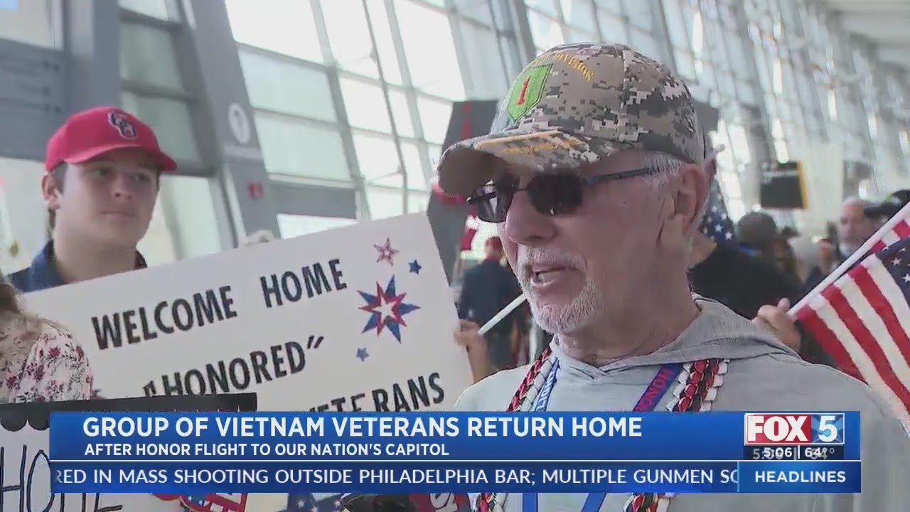 Group of Vietnam Veterans Return Home After Honor Flight to D.C. YouTube
