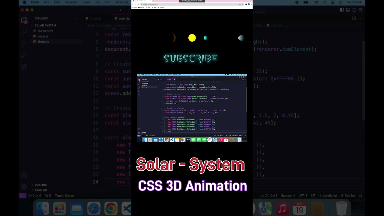 Solar System | CSS 3D Animation Tutorial  #coding #programming #shorts #html #css