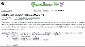 Java Practice It | Self-Check 11.21: mapMystery3 | collection mystery, sets and maps