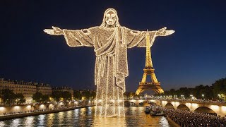 7,500 Drone Jesus Christmas Display Lights Up Paris Night Sky Live 2025 Event