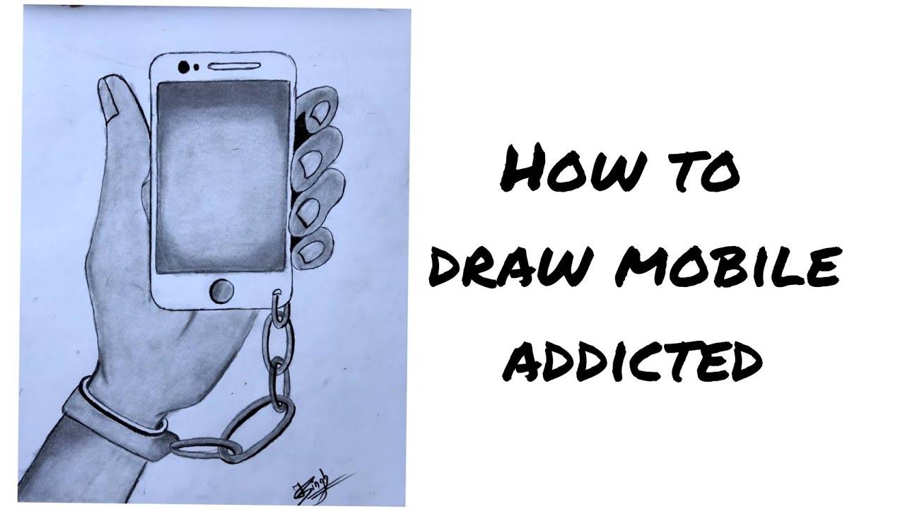 How to draw mobile addicted || over use cell phone ||social media addicted  meaningful sketch - YouTube