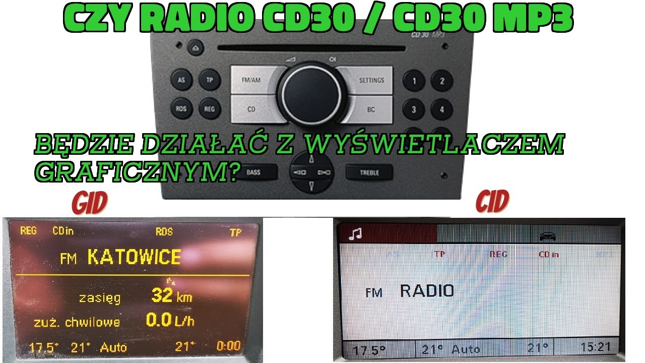 Opel CD30 / CD30Mp3 i obsługa wyświetlaczy GID / CID - czy to działa?