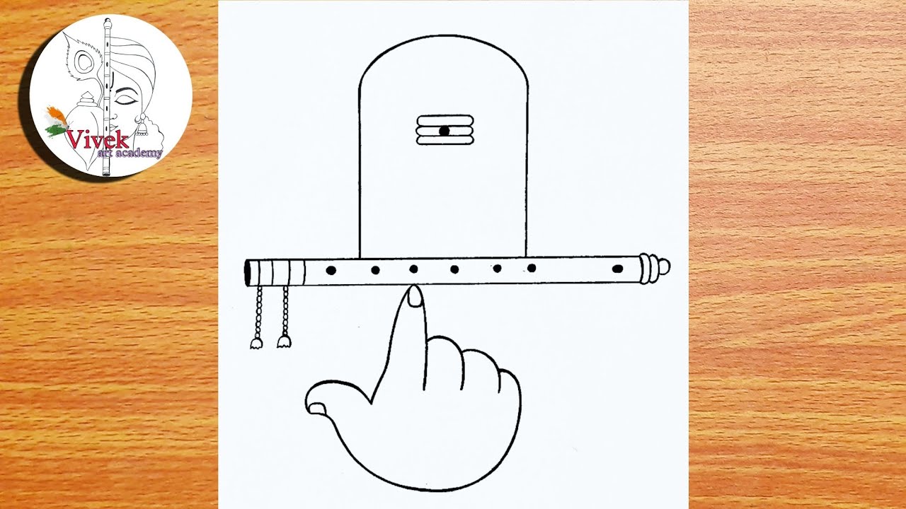 Krishna holding Shivling Drawing | Easy Drawing | How to Draw Shivling of Bholenath