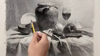 Still Life Drawing Charcoal - Time Lapse