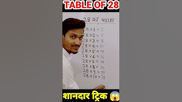 Table Trick Of 28 🤗 #tabletrick #shorts #protricks #mathstrick #mathsmagictrick #shorttricks