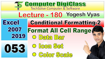Lecture - 180 : Excel : Conditional formatting part 2 | Data bar, icon set and color scale in excel
