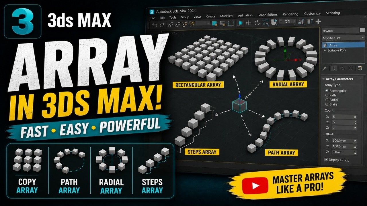 Array Tool in 3ds Max Explained for Beginners | #3dsmax#3d#crashcourse ...