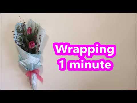 Wrapping a small bouquet with 2 sheets of tissue paper