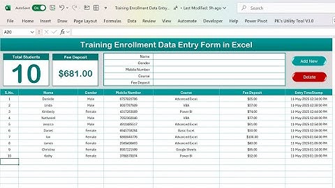 Training Enrollment Data Entry form in Excel VBA | Step by Step Tutorial