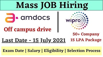 Wipro | Amdocs Off Campus Drive 2021- Amdocs selection process|Amdocs Recruitment 2021| job in wipro