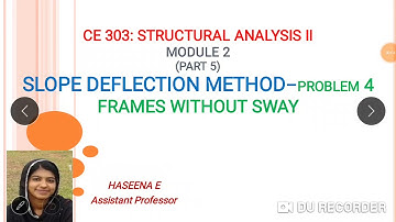 Analysis of frame without sway by slope deflection method