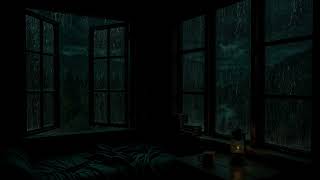 Deep Sleep with Midnight Rain Sounds | Cozy Dark Room & Dim Lantern | Perfect to Deep Relaxation