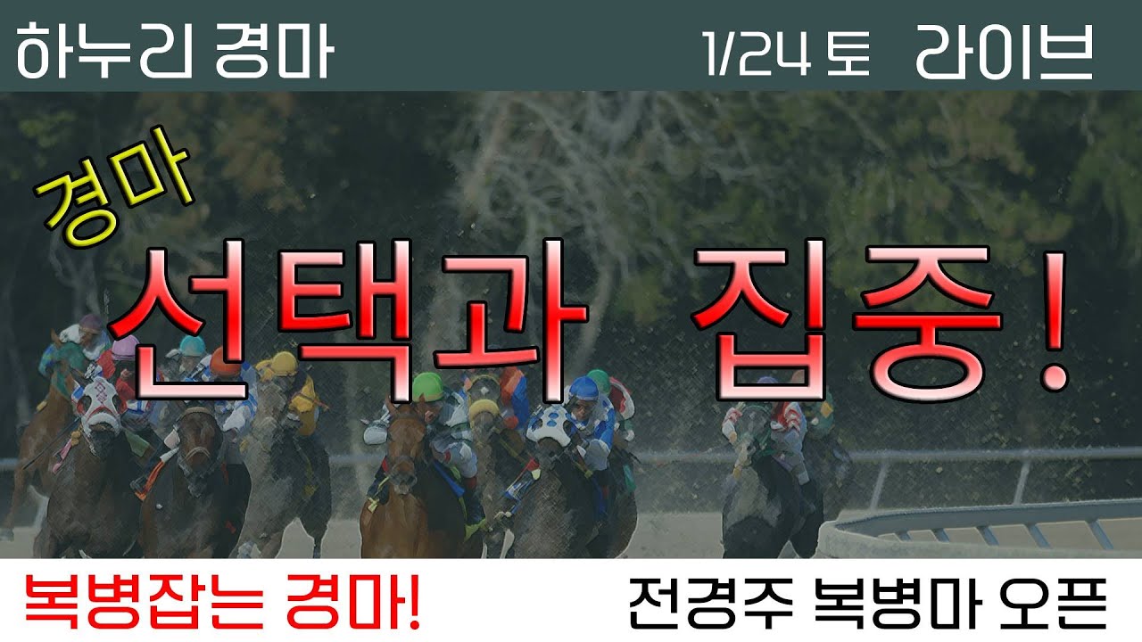 26/1/24 토요경마 제대로 이겨보자!! 선택과 집중!