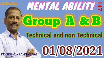 Group A & B . Technical and non Technical. mental ability questions solved with MAHIMAA TRICKS.