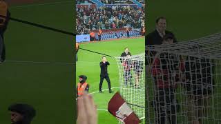 Unai Emery WORSHIPS the Holte End after 3-3 Liverpool draw 💜 #shorts #avfc