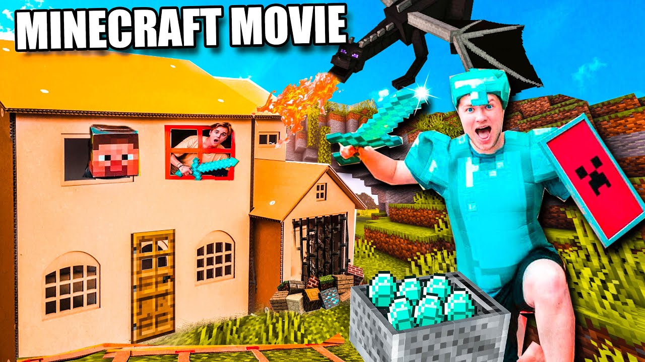 ⁣MINECRAFT The MOVIE IRL - Minecraft Box Fort Defeating The Ender Dragon