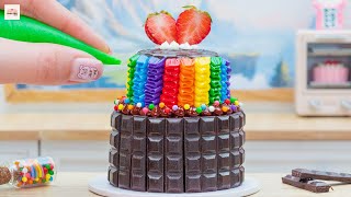 Miniature Rainbow Chocolate Cake 🌈Satisfying 2-Tier Chocolate Rainbow Cake | 1000+ Miniature Ideas