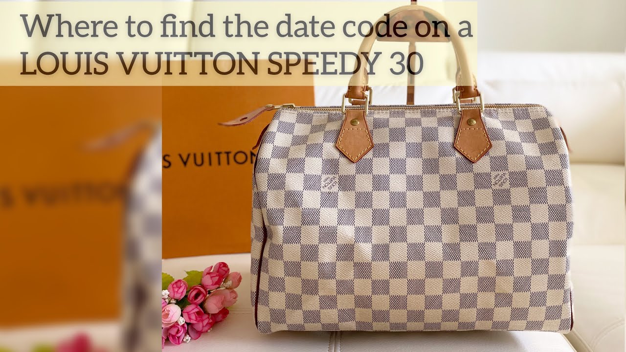 LOUIS VUITTON Speedy. Handbag in azure checkerboard c…