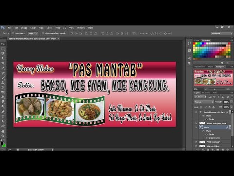 cara buat  desain  banner  warung makan Bakso di  photoshop 